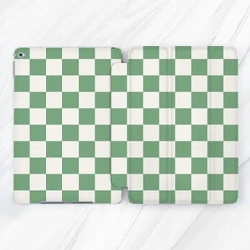 Green Checkers Geometric Case For iPad 10.2 Air 11 13 Pro 12.9 13 Mini 11th gen