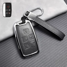 Metal Leather Car Key Fob Case Cover For Land Rover Range Rover Discovery Evoque