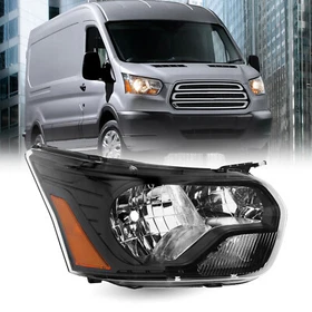 For 2015-2023 Ford Transit 150 250 350 Halogen Black Headlight Headlamp Assembly
