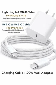 20W Fast Charger For iPhone 17 15 14 13 12 Pro Max USB-C Adapter PD Cable Lot