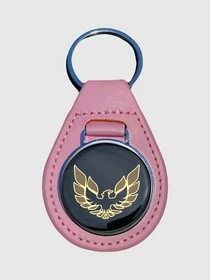 Leather Keychain Ring With gold Wings Up Bird For Pontiac Firebird and Trans am