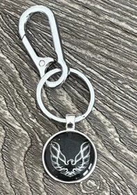 Pontiac Firebird Trans AM Keychain &ndash; Metal Black/Silver Eagle Logo &ndash; Carabiner