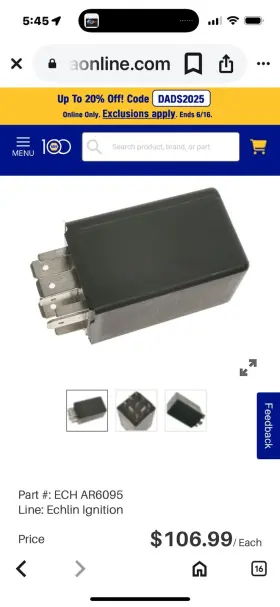 AR6095 NAPA Flasher Control Unit