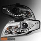 Fit 2006-2008 Audi A4 DRL LED Projector Halogen Type Both Headlights Replacement