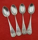 4 Antique Sterling Silver Bright Cut Design Teaspoons with Floral Design  #10657