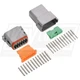 12-Way Mated Deutsch DT (Key A) Connector Kit, DT04-12PA and DT06-12SA Nickel