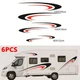 6x Black/Red Vinyl Car Sticker 150*29cm/104*19cm/60*12cm Two Side For Camper RV