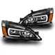 For 03 04 05 06 07 Honda Accord LED Tube Headlights Headlamps Lamps Black LH+RH