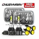 Pair 7x6 5x7 LED Headlights Assembly for Chevy S10 Blazer 1982-1994 C6500 C7500