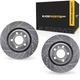 For Audi S4 2004 05 06 07 08 2009 Brake Rotors | Silver | Drilled And Slotted