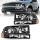 For 1998-2005 Chevy s10 Blazer Black/Amber Headlights Assembly Bumper Headlamps