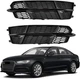 Front Fog Light Cover Honeycomb Grille Black For AUDI S6 A6 S-Line 2016-2018